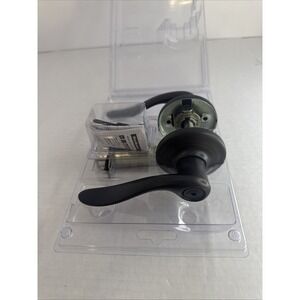 Kwikset Sedona Matte Black Reversible Round Wave Bed/Bath Door Handle 97301-024